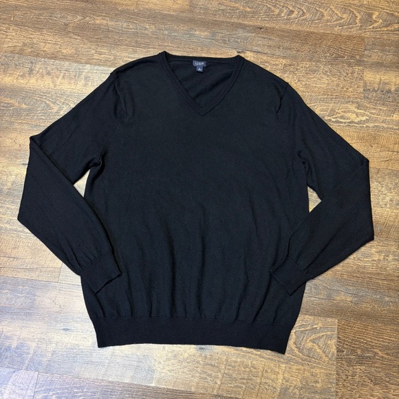 J. Crew Other - J Crew Merino Wool Sweater Pullover V-Neck Men's Large Black Preppy Casual Knit